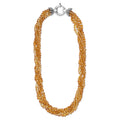 Caviar Color Citrine and 18k Gold Beaded Torsade Five Strand Necklace
