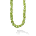 Caviar Color Peridot and 18k Gold Beaded Torsade Five Strand Necklace