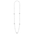 Silver necklace with small beads on a white background