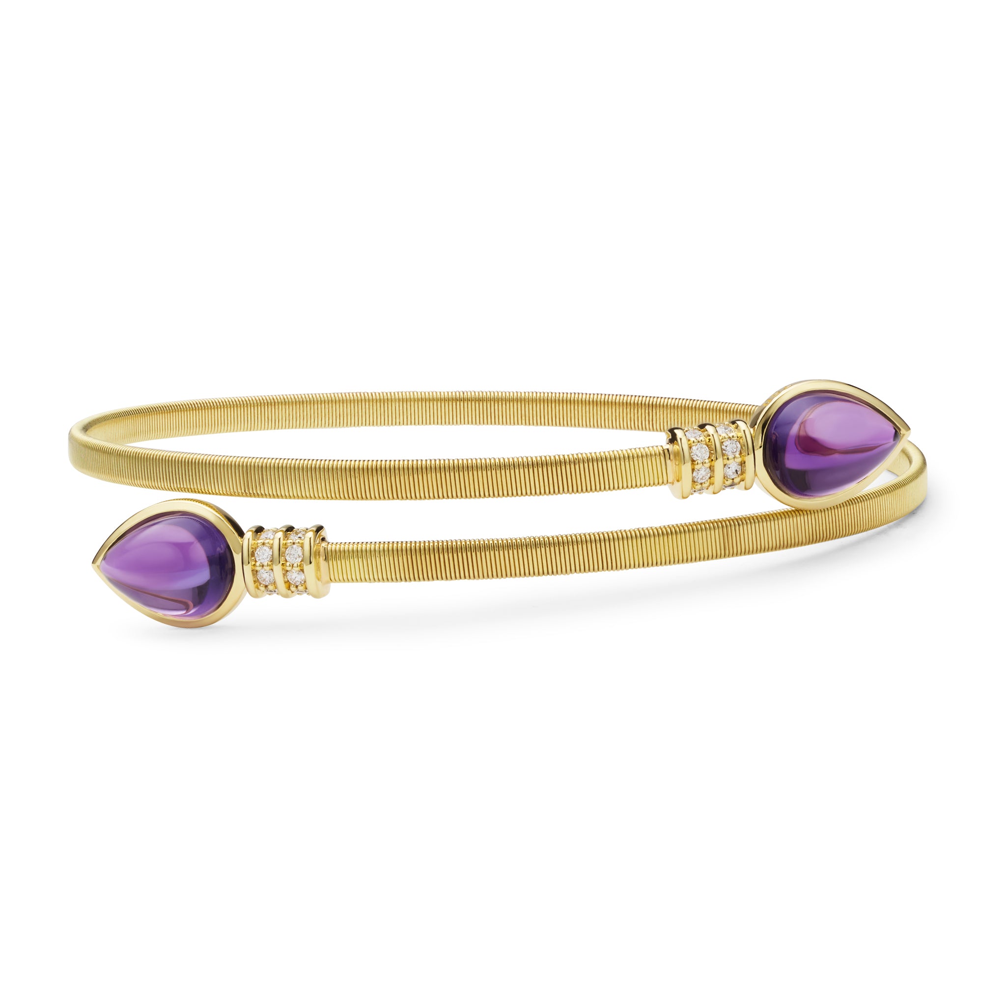 Studio 18K Gold Amethyst and Diamond Wrap Bracelet