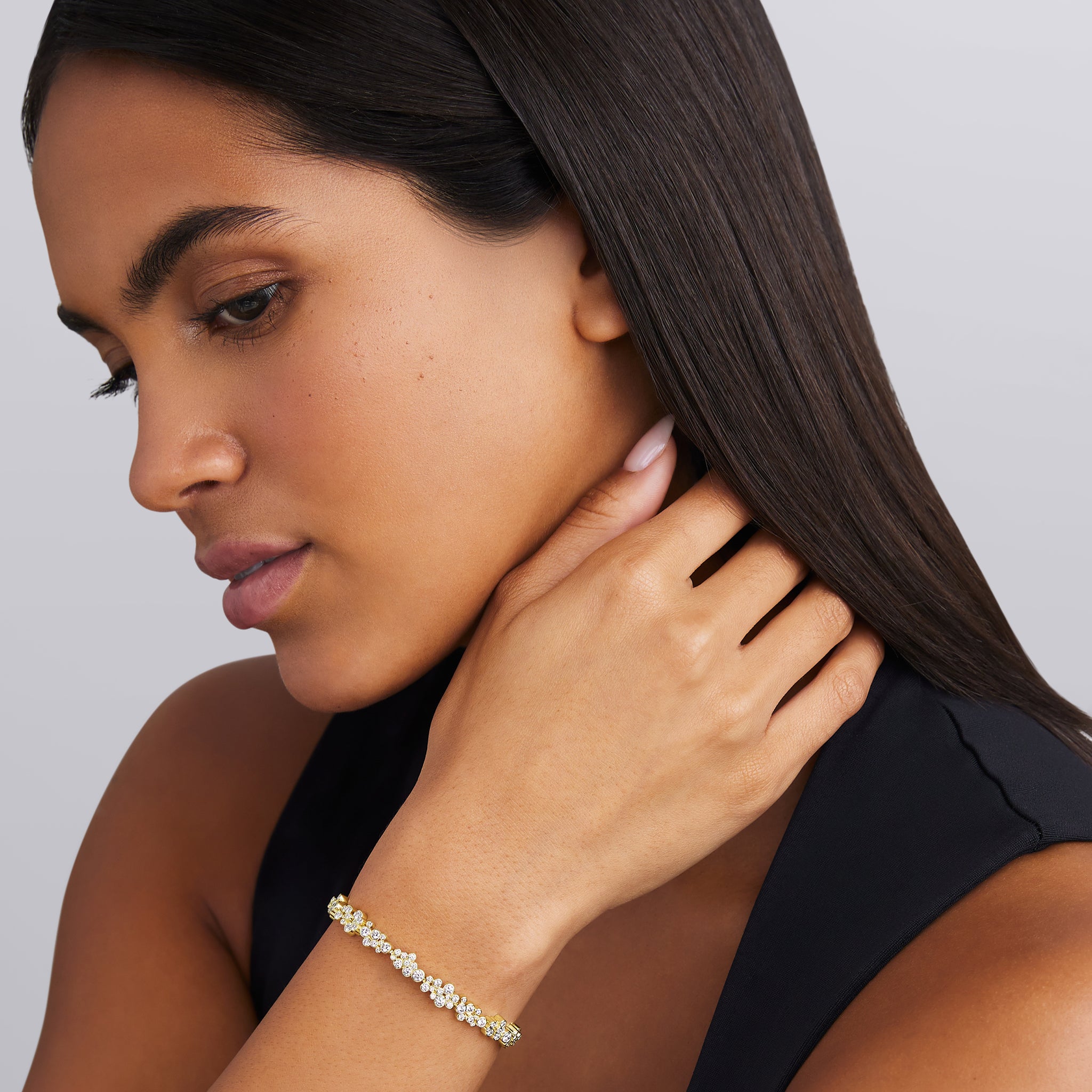 Fizz 18K Gold Cluster Diamond Tennis Bracelet