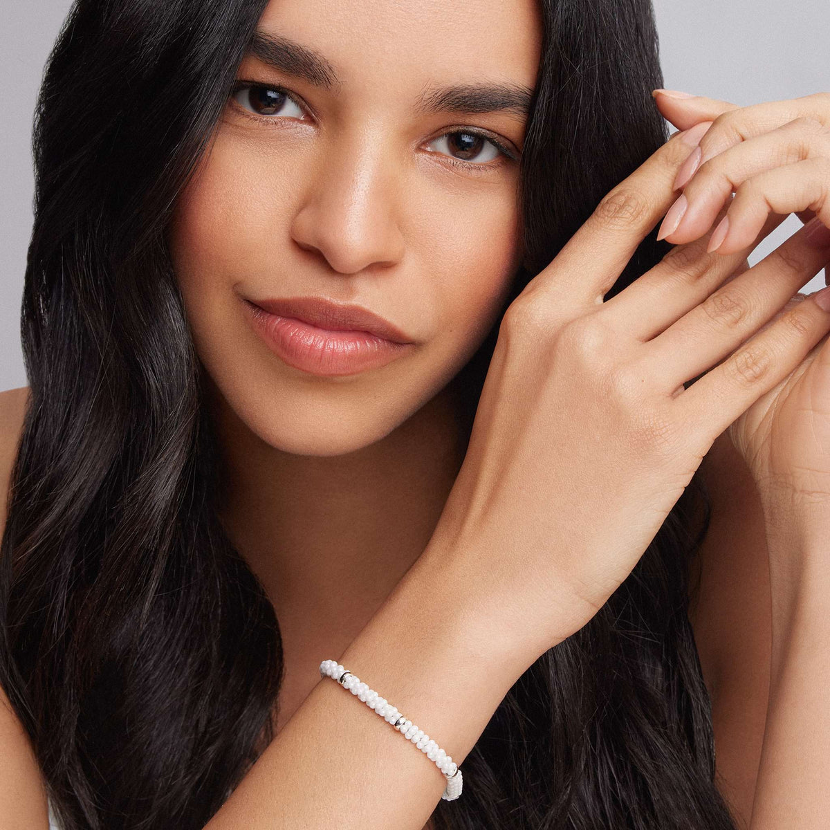 White Five Silver Station Ceramic Bracelet 5mm | LAGOS Jewelry