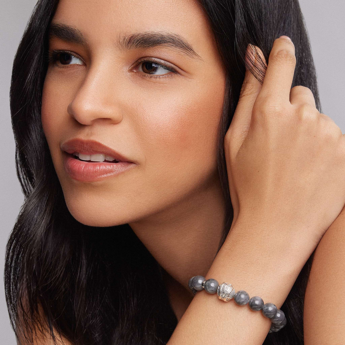 Black Jade Silver Station Bead Bracelet | LAGOS Jewelry