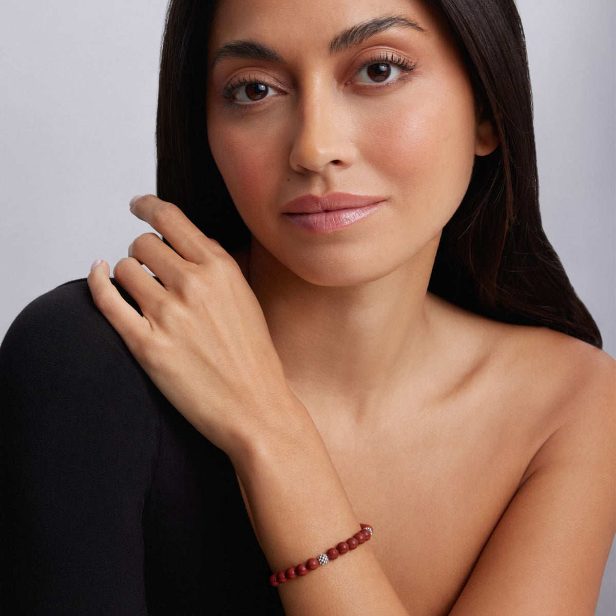Five Station Silver Red Jasper Bead Bracelet | LAGOS Jewelry