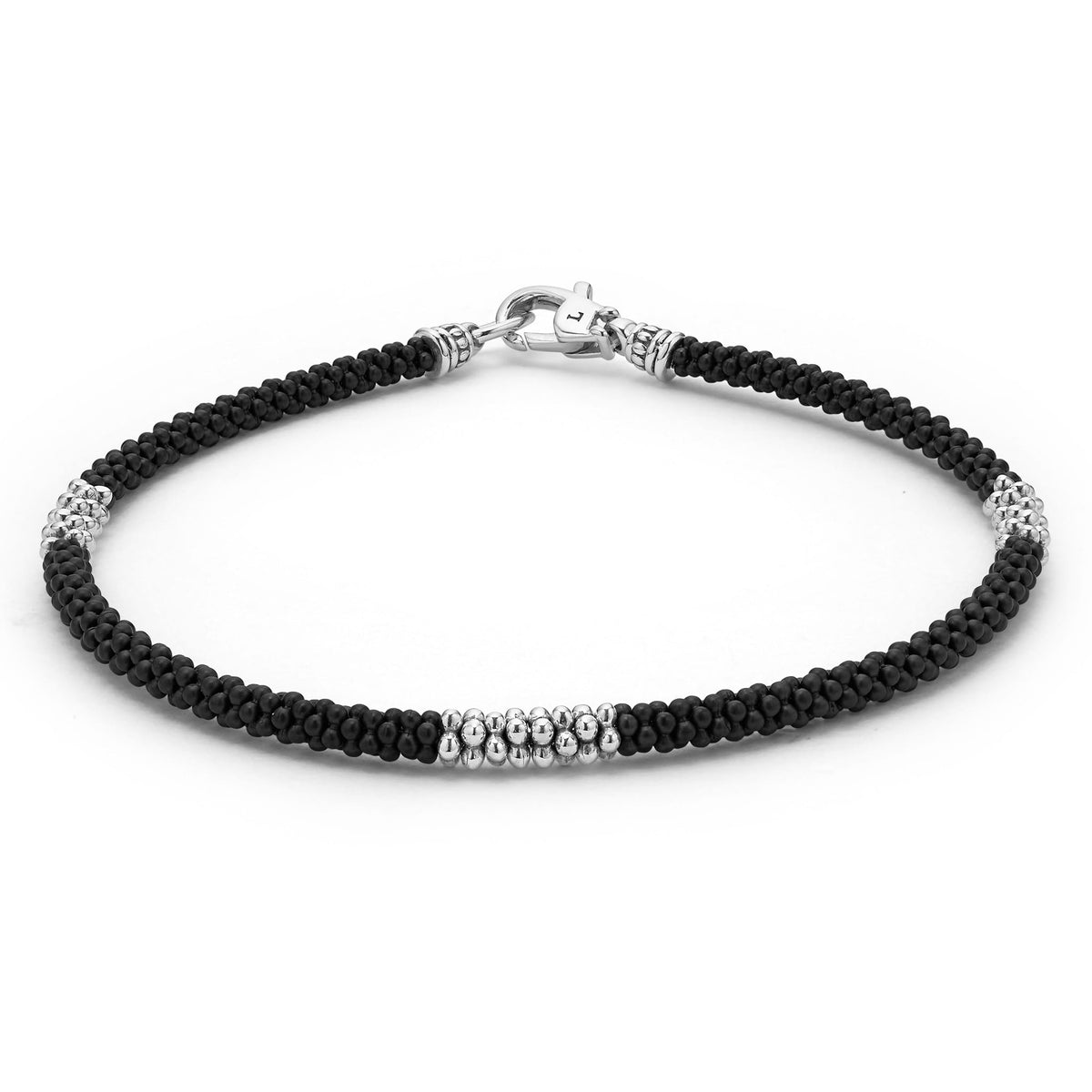 Three Silver Station Matte Ceramic Bracelet | 3mm | LAGOS Jewelry