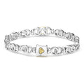 Signature Caviar Two-Tone Petite Interlocking Diamond Link Bracelet