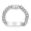 sterling silver ID curb link bracelet with Caviar beaded links, 10mm width