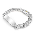 sterling silver ID curb link bracelet with Caviar beaded links, 10mm width