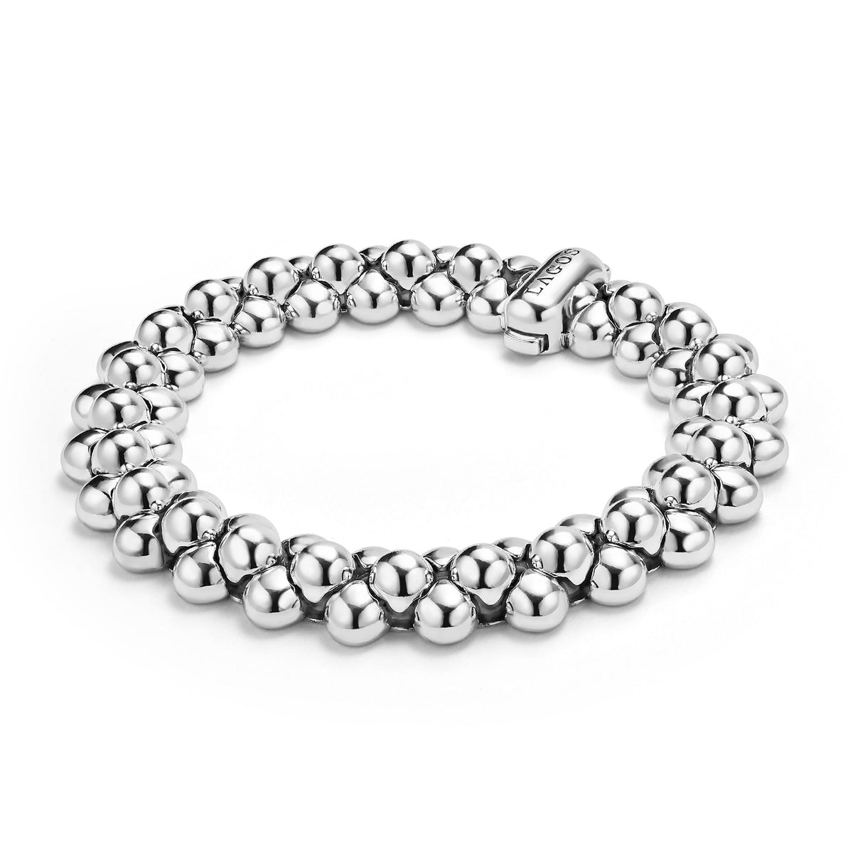 Sterling Silver Beaded Scalloped Bracelet | LAGOS Jewelry Vintage sterling Bu design bubble beaded 1 - large row 2 - small rows bracelet; main image 2