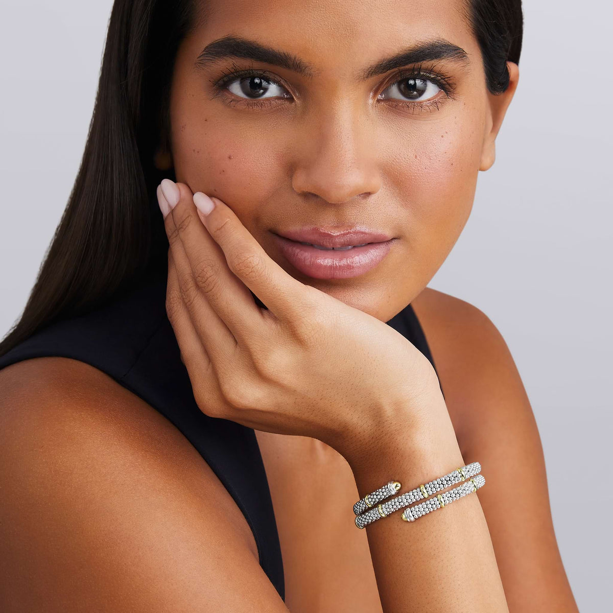 Signature Caviar Two-Tone Caviar Versa Wrap Bracelet 5mm | LAGOS