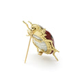 Rare Wonders 18K Gold Red Jade and Onyx Lady Bug Pin