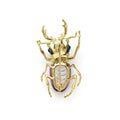 Rare Wonders 18K Gold Amethyst and Onyx Stag Beetle Pin