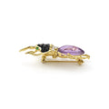 Rare Wonders 18K Gold Amethyst and Onyx Stag Beetle Pin