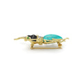 Rare Wonders 18K Gold Turquoise and Onyx Stag Beetle Pin