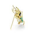 Rare Wonders 18K Gold Turquoise and Onyx Stag Beetle Pin