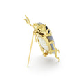 Rare Wonders 18K Gold Blue Chalcedony and Onyx Beetle Pin