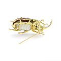 Rare Wonders 18K Gold Iddingsite and Diamond Hercules Beetle Pin