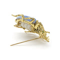 Rare Wonders 18K Gold Blue Chalcedony and Onyx Goliath Beetle Pin