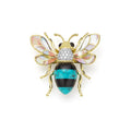 Rare Wonders 18K Gold Turquoise and Onyx Honeybee Pin