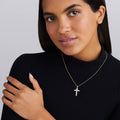 Fizz 18K Gold Diamond Cross Pendant Necklace (Studio)