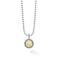 Signature Caviar Q Initial Charm Necklace featuring a polished “Q” pendant in 18K gold, framed by caviar beading on a sterling silver ball chain.