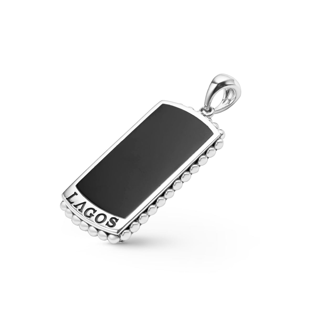 Large Sterling Silver & Black Agate Tag Amulet | LAGOS Jewelry