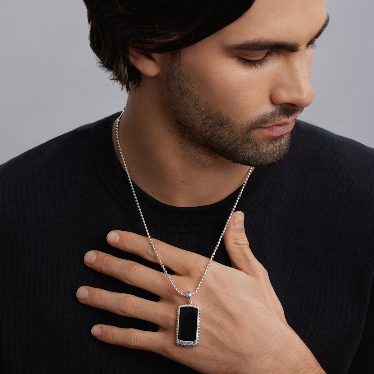 Black Agate Tag Amulet – Elegant LAGOS Jewelry