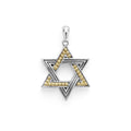 18K gold and sterling silver in a star motif forms this Star of David amulet. Wear it proudly as a symbol of faith, style, and tradition.