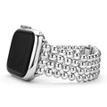 Smart Caviar Infinite Caviar Beaded Watch Bracelet Gift Set, featuring a stainless-steel smartwatch with digital crown and polished multi-row metal bead bracelet strap.