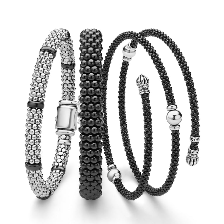 Black Caviar Black Ceramic Caviar Beaded Bracelet Gift Set