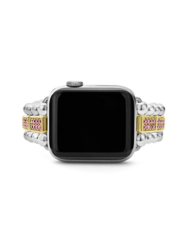 Smart Caviar 18K Gold and Sterling Silver Pink Sapphire Watch Bracelet-38-45mm (Studio)