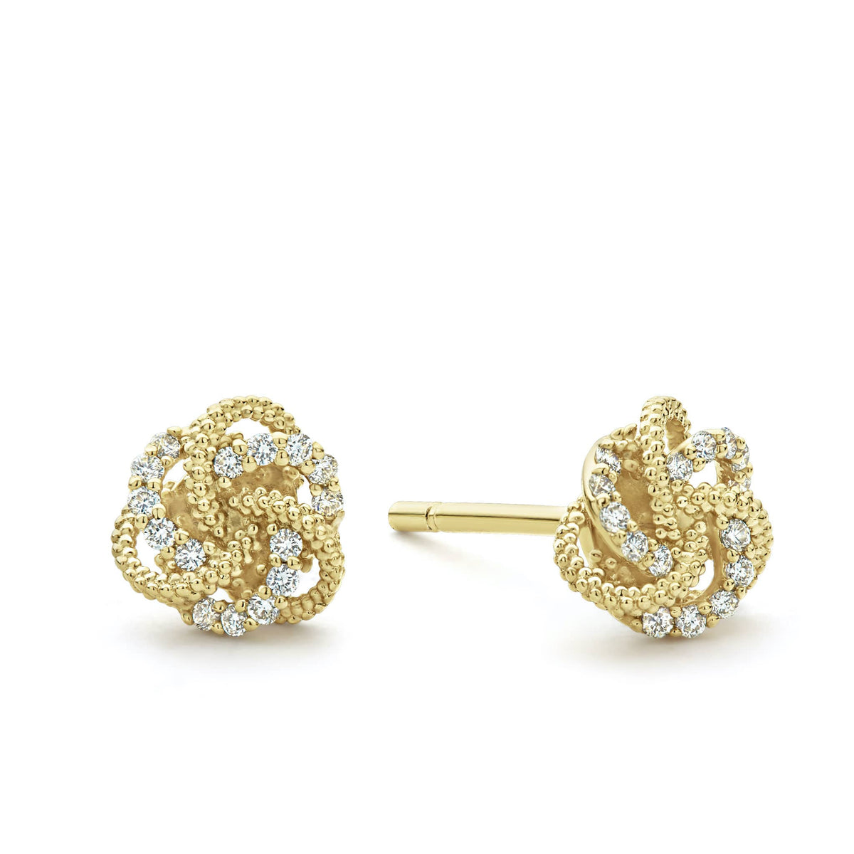 Small 18K Gold Love Knot Diamond Stud Earrings | LAGOS Jewelry