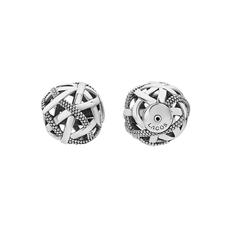 A LAGOS exclusive. Sterling silver Caviar beaded earring backs. Wear this back with any LAGOS stud earring front. Ideal to pair with other front-back earring styles.