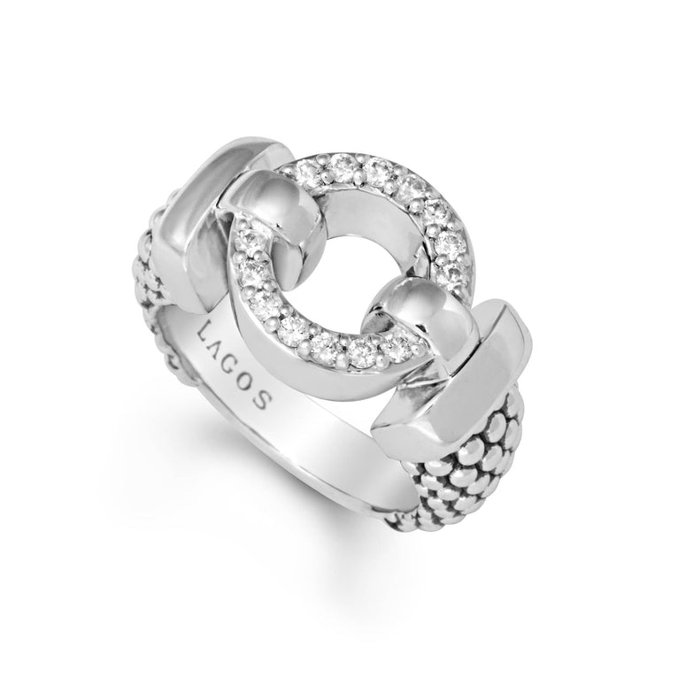 Enso Diamond Circle Caviar Ring