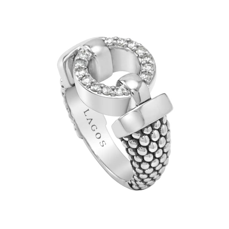 Enso Diamond Circle Caviar Ring
