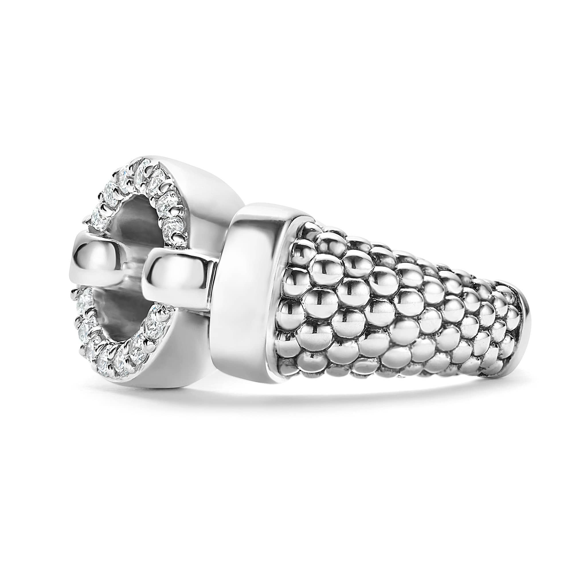 Enso Diamond Circle Caviar Ring