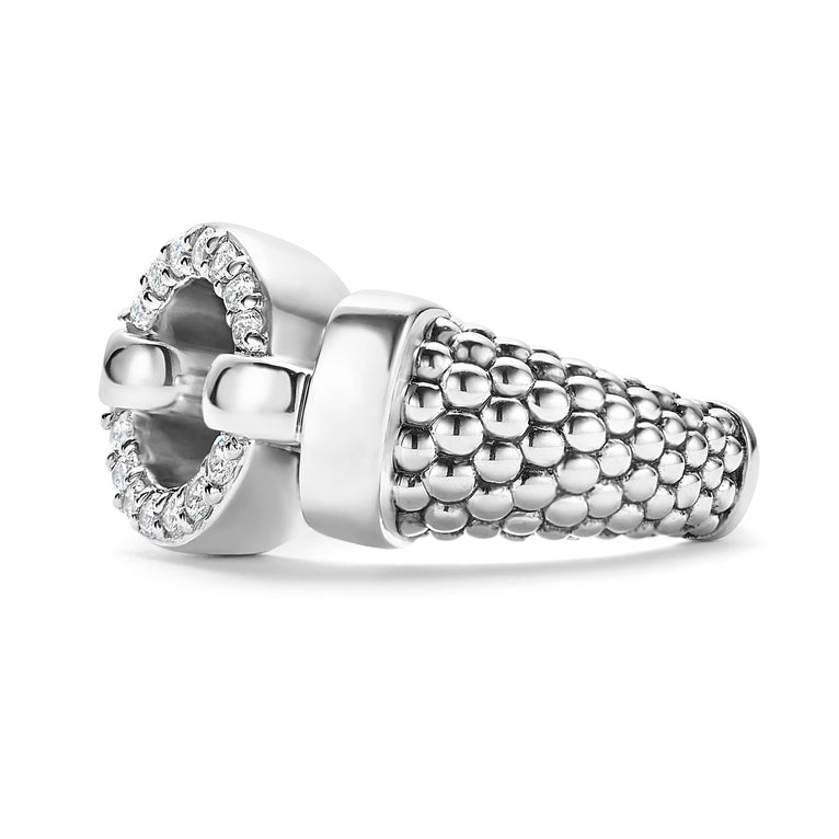 Enso Diamond Circle Caviar Ring
