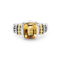 Rittenhouse Bezel-Set Citrine Ring featuring a cushion-cut citrine gemstone in sterling silver, accented with 18K Caviar beading on the band.