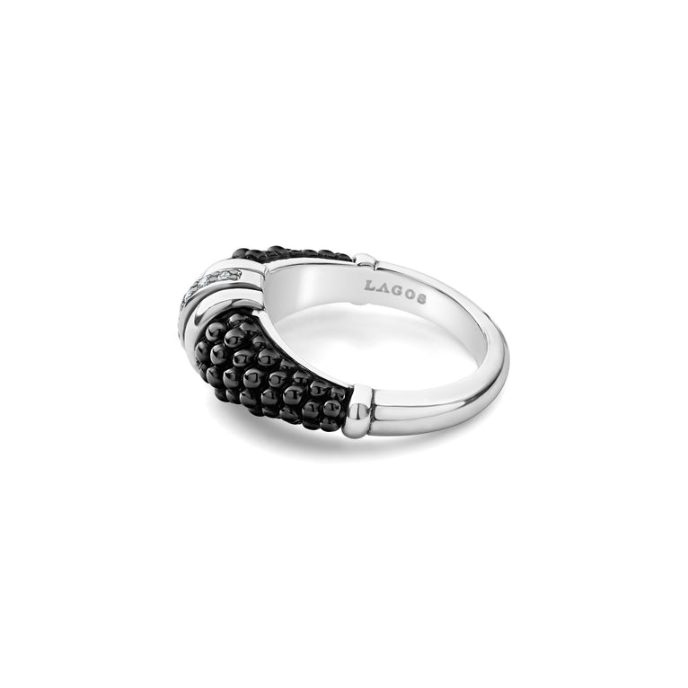 Black Caviar Ceramic Diamond Stacking Ring