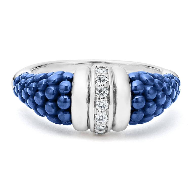 Blue Caviar Ultramarine Ceramic Diamond Stacking Ring