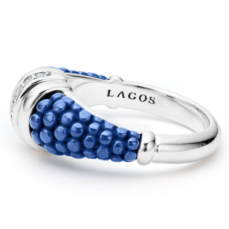 Blue Caviar Ultramarine Ceramic Diamond Stacking Ring