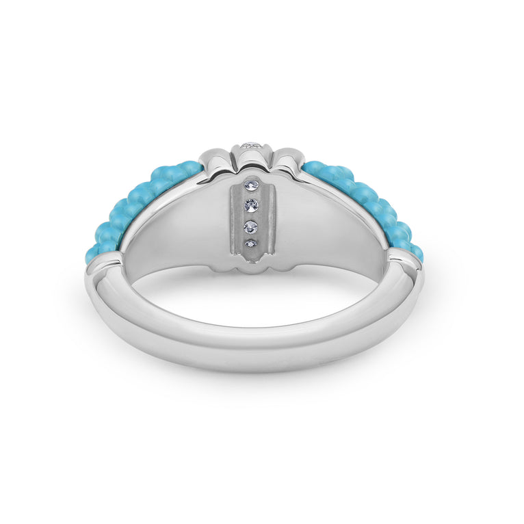 Blue Caviar Large Blue Ceramic Diamond Stacking Ring