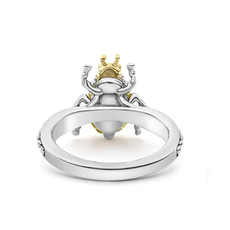 Rare Wonders Olive Quartz Beetle Diamond Ring