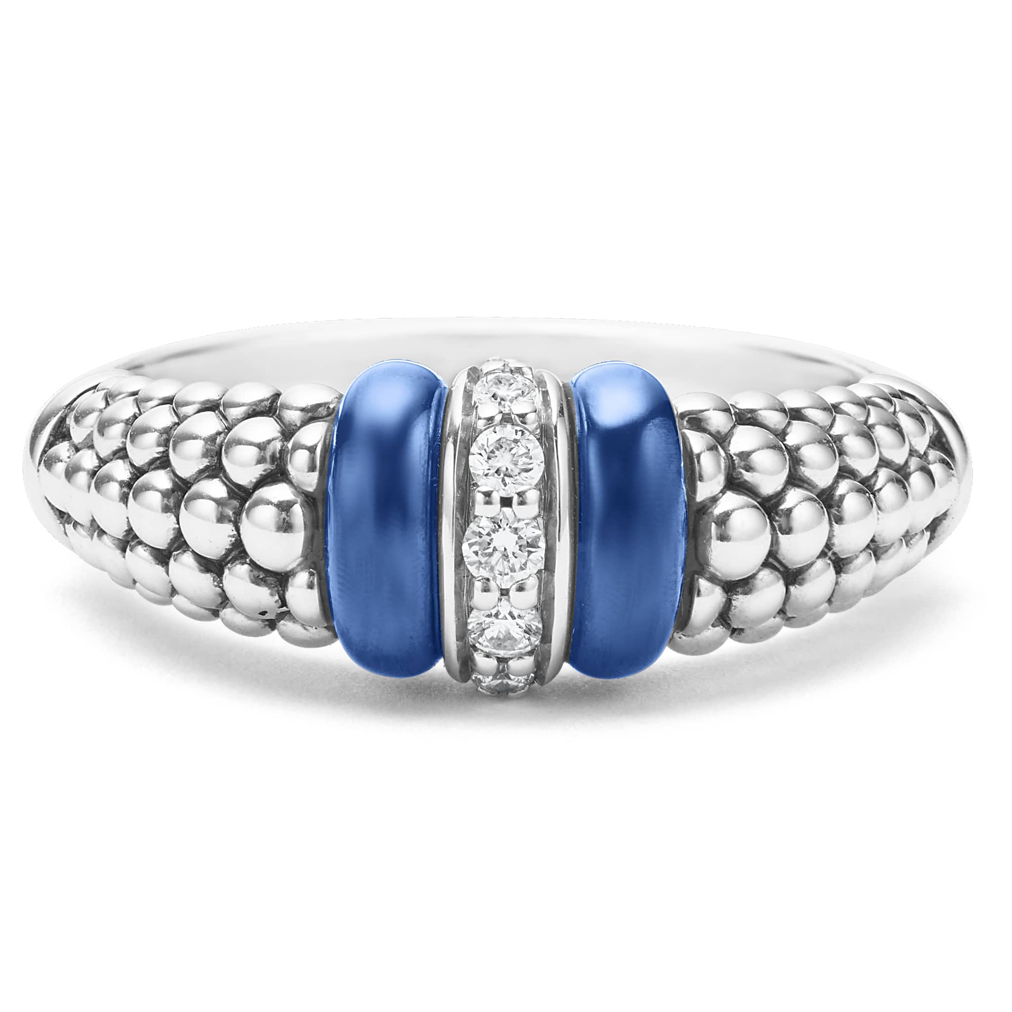 Blue Caviar Ceramic and Diamond Caviar Ring