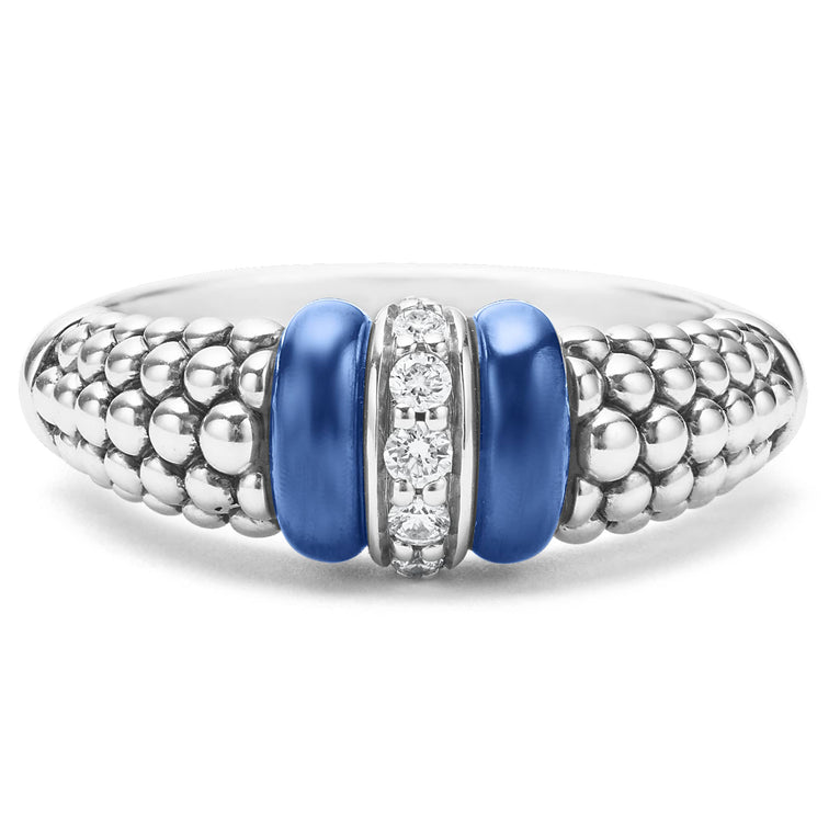 Blue Caviar Ceramic and Diamond Caviar Ring
