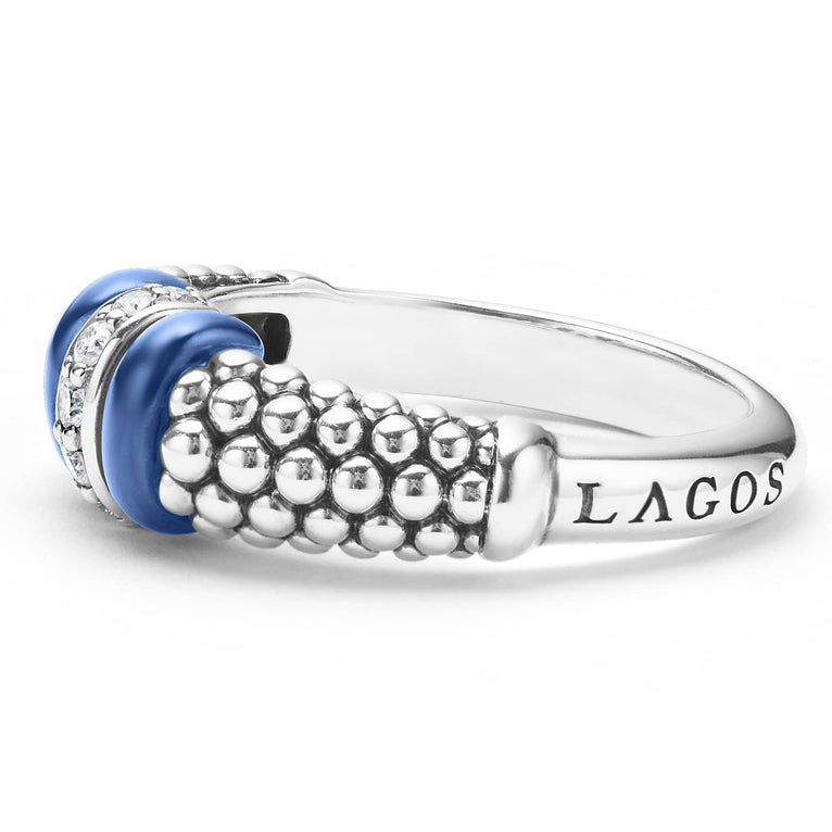 Blue Caviar Ceramic and Diamond Caviar Ring