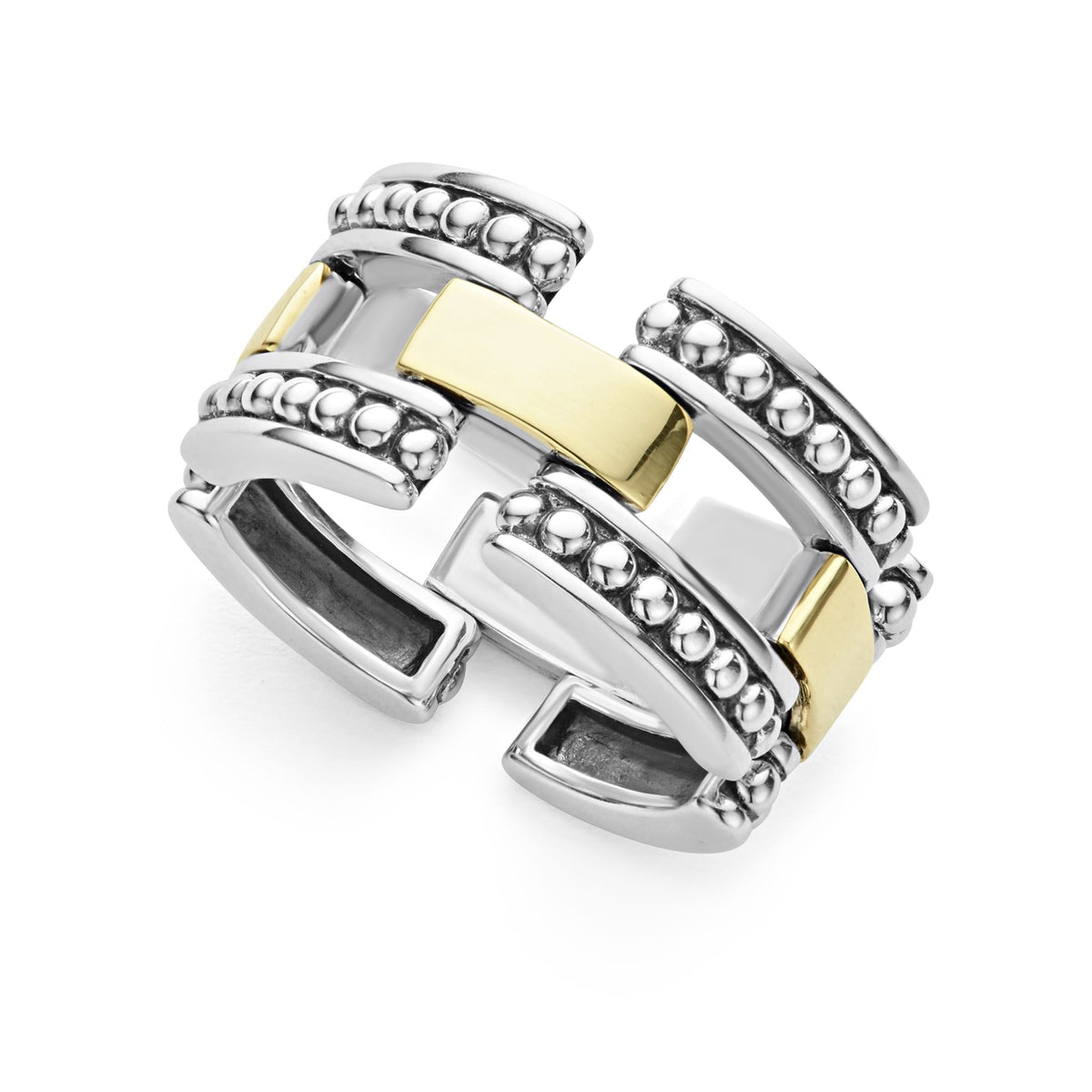 Two-Tone Caviar Link Ring | LAGOS Jewelry