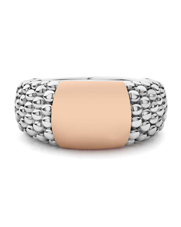 High Bar Rose Gold Station Caviar Ring