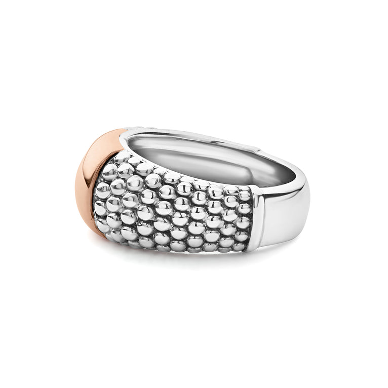 High Bar Rose Gold Station Caviar Ring