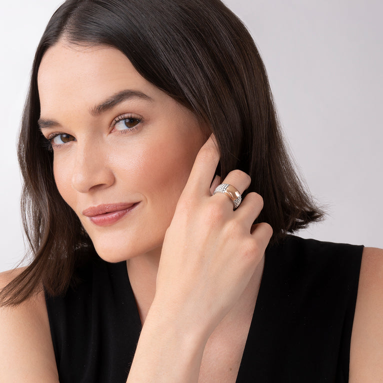 High Bar Rose Gold Station Caviar Ring